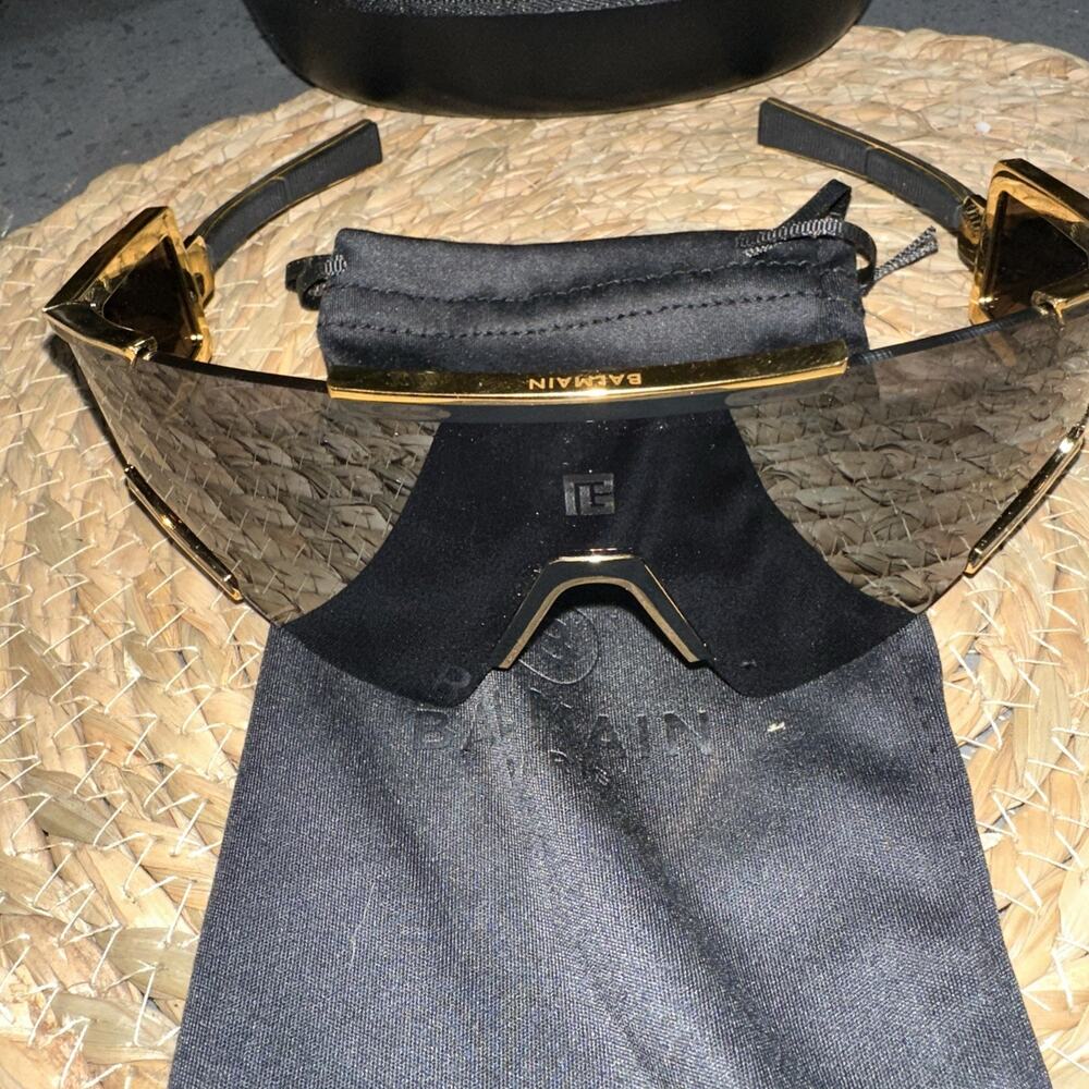 Balmain Unisex Fleche Sunglasses Gold Black ABPS138 New